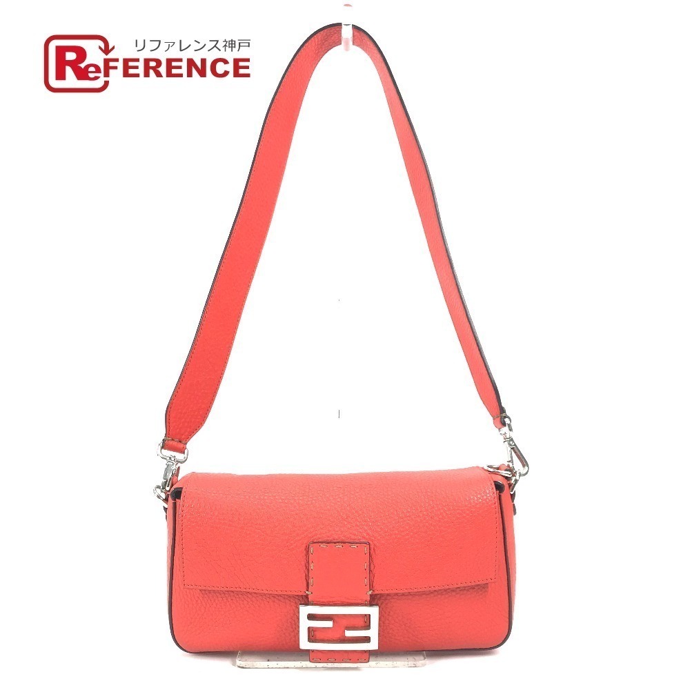 FENDI Mamma Bucket Selleria Shoulder Bag Leather Red